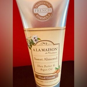 “A LA MAISON” SWEET ALMOND HAND CREAM.  3.4 FL. OZ.